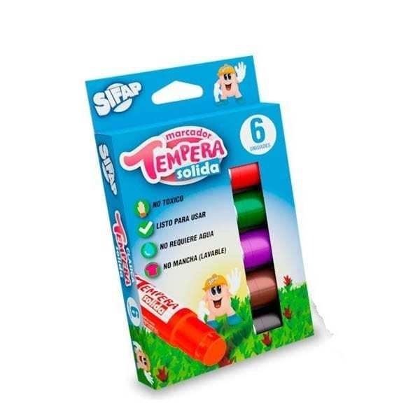 Tempera Solida Sifap X 6 Colores Clasicos