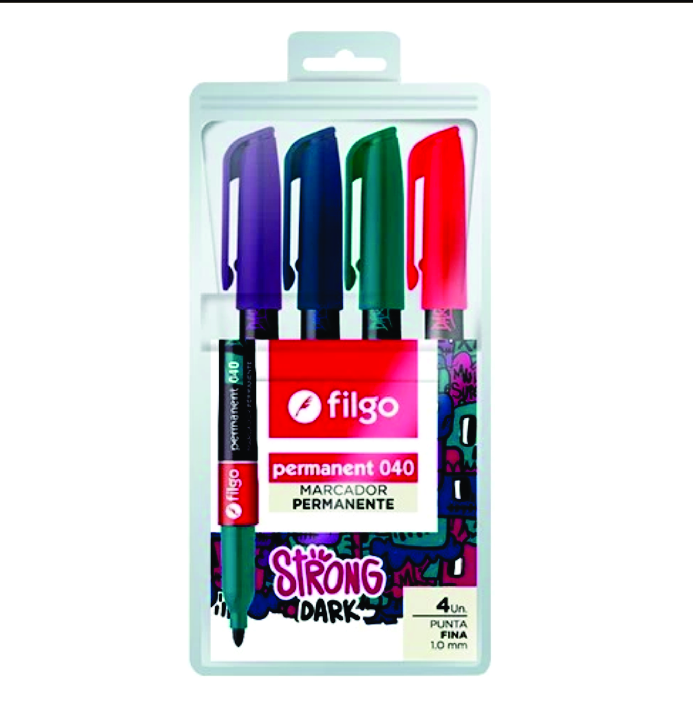 Marcador Filgo Pmte 040 Punta Fina Blister X 4 Dark