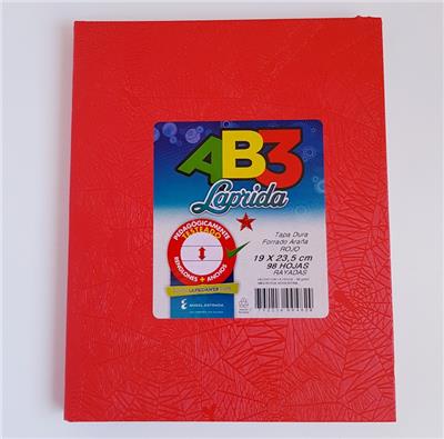 Cuaderno 19 X 23,5 Laprida Ab3 Araña Rojo 50 Hs Cuadriculado Cosido Tapa Dura