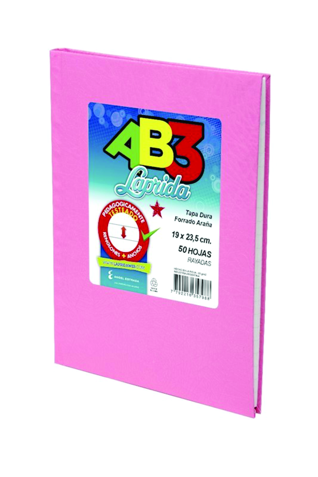 Cuaderno 19 X 23,5 Laprida Ab3 Araña Rosa 50 Hojas Rayado Cosido Tapa Dura