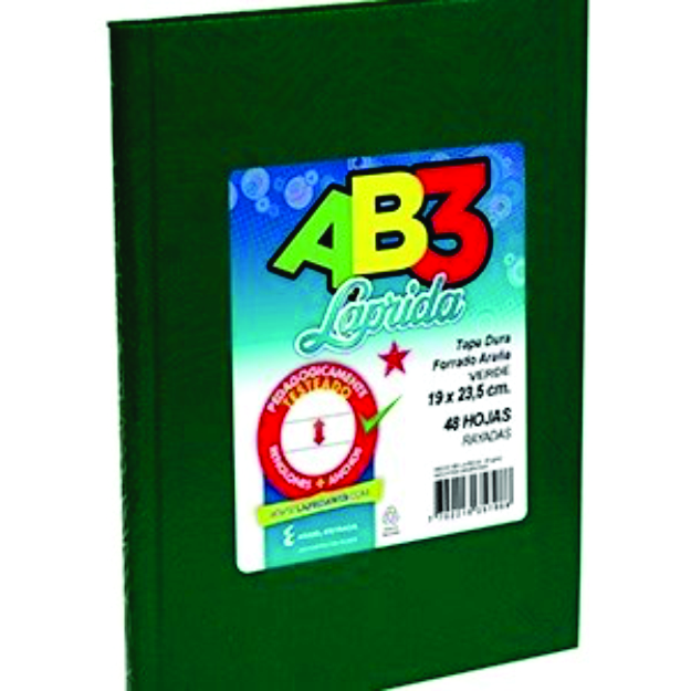 Cuaderno 19 X 23,5 Laprida Ab3 Araña Verde 98 Hojas Rayado Cosido Tapa Dura