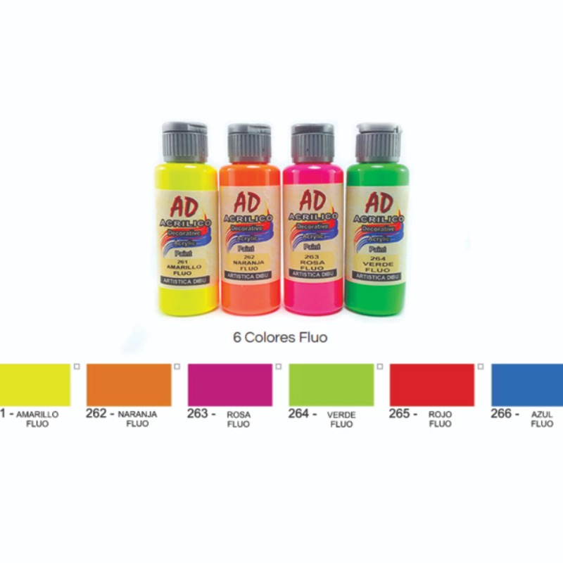 Acrílico Decorativo Artistica Dibu Ad 60 Ml 265-rojo Fluo