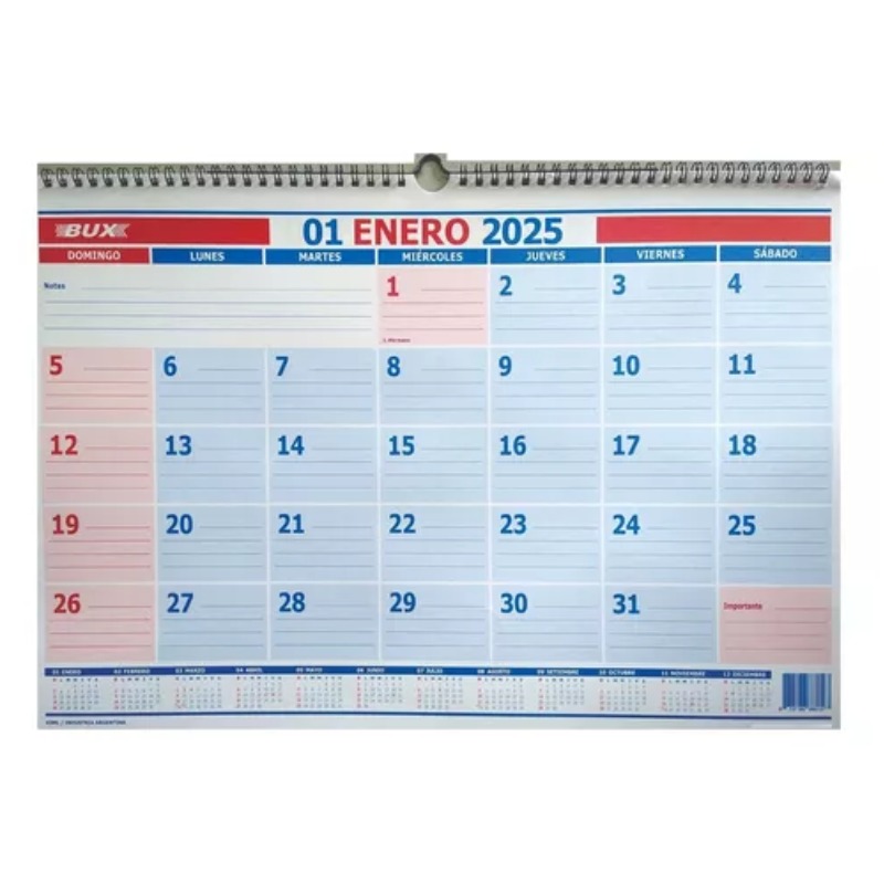 Organizador Mensual 2025 De 40 X 31 Cm (ag-43)